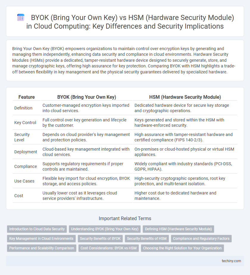 BYOK (Bring Your Own Key) vs HSM (Hardware Security Module) in Cloud Computing: Key Differences and Security Implications