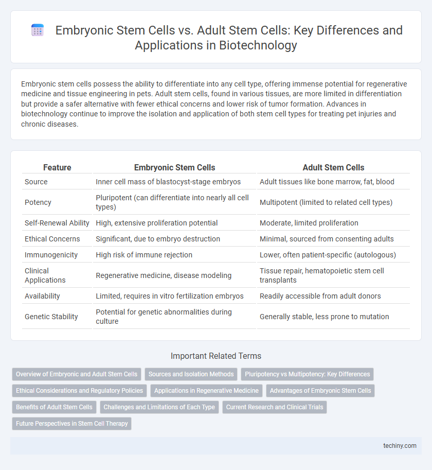 Embryonic Stem Cells vs. Adult Stem Cells: Key Differences and Applications in Biotechnology