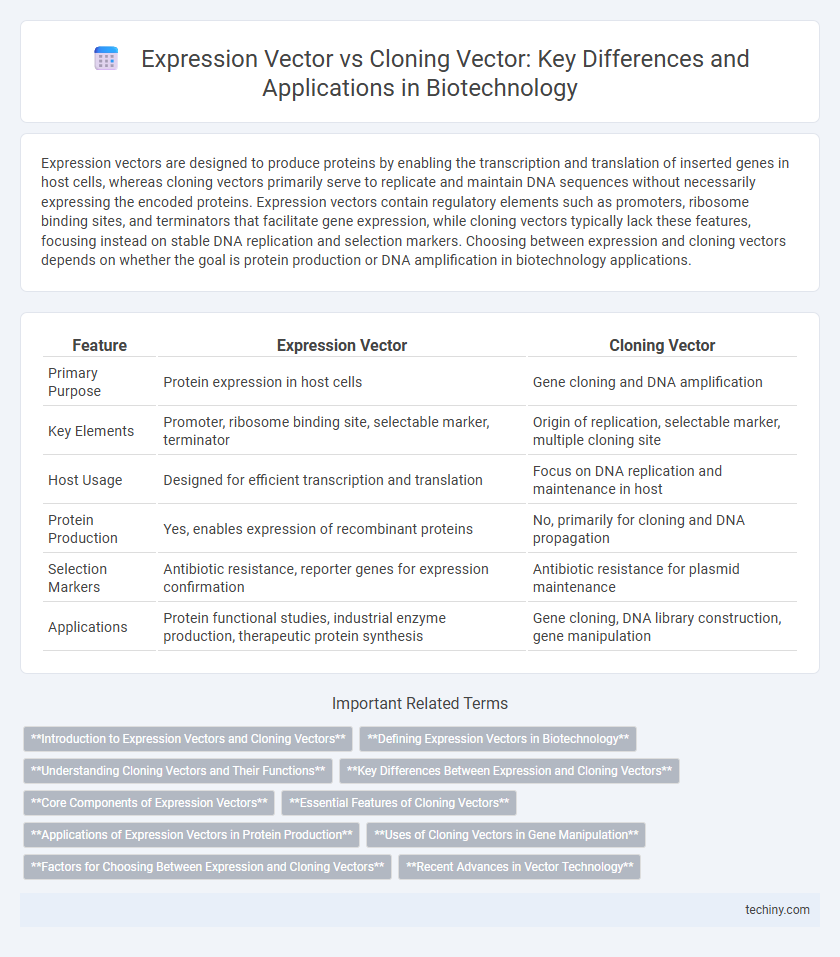 Expression Vector vs Cloning Vector: Key Differences and Applications in Biotechnology