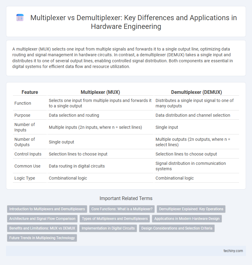 Multiplexer vs Demultiplexer: Key Differences and Applications in Hardware Engineering