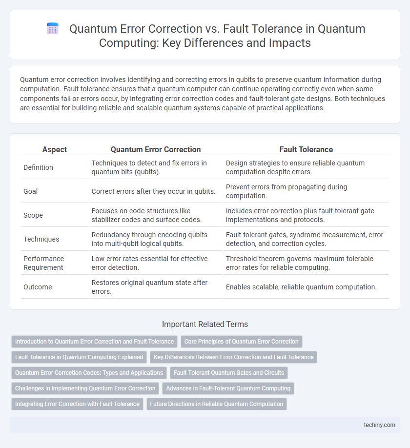 Quantum Error Correction vs. Fault Tolerance in Quantum Computing: Key Differences and Impacts