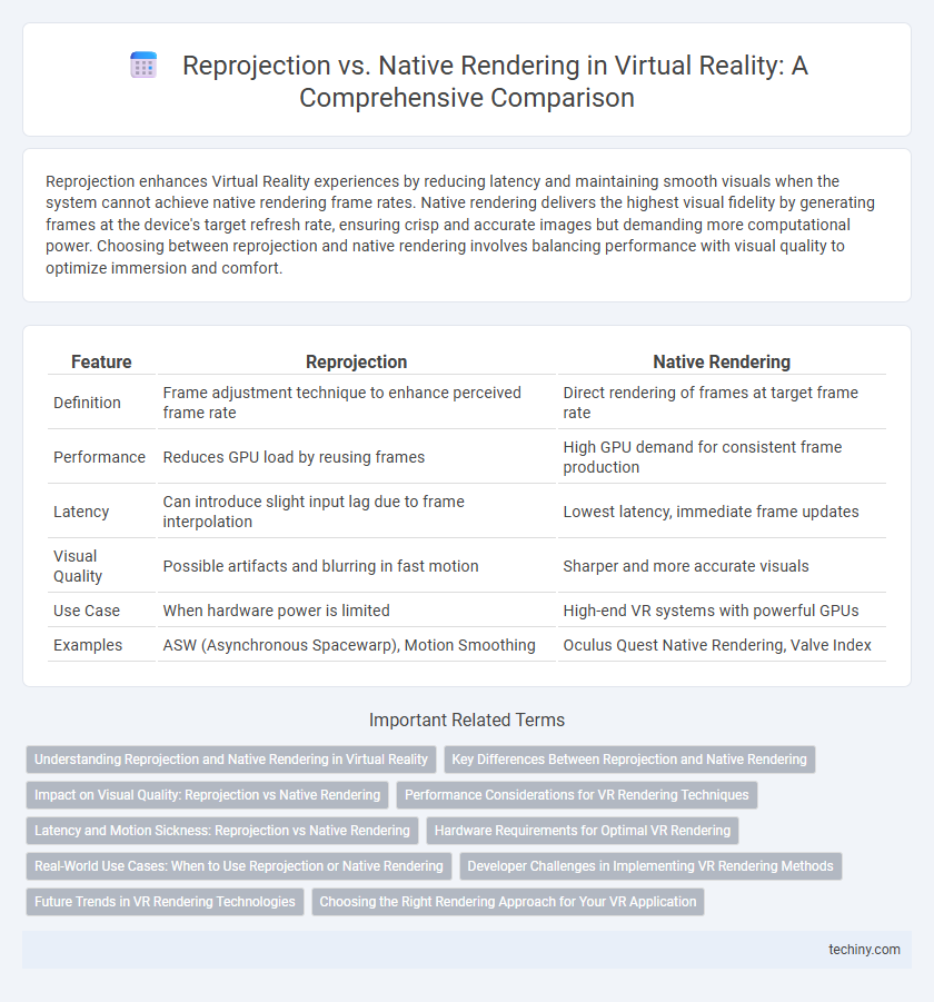 Reprojection vs. Native Rendering in Virtual Reality: A Comprehensive Comparison