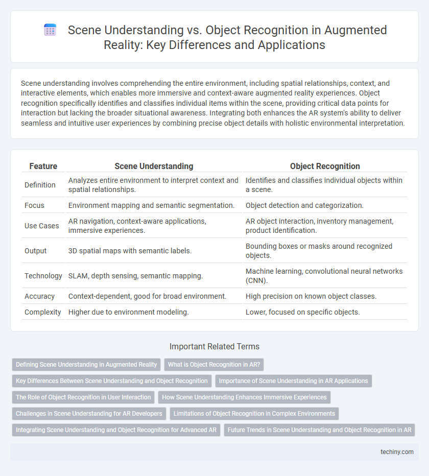 Scene Understanding vs. Object Recognition in Augmented Reality: Key Differences and Applications