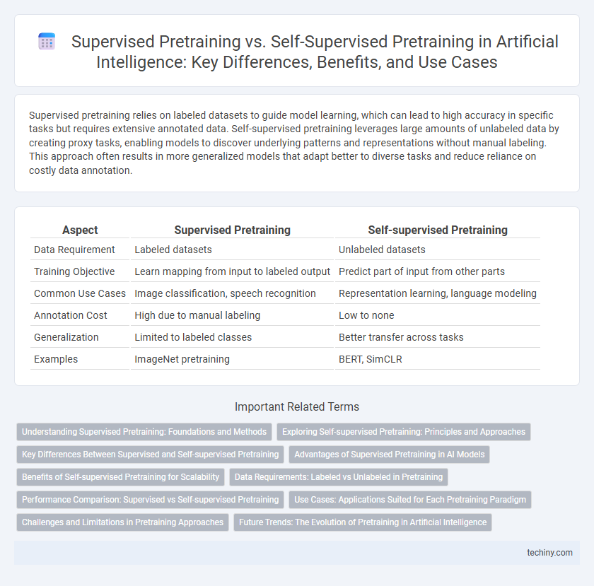 Supervised Pretraining vs. Self-Supervised Pretraining in Artificial Intelligence: Key Differences, Benefits, and Use Cases