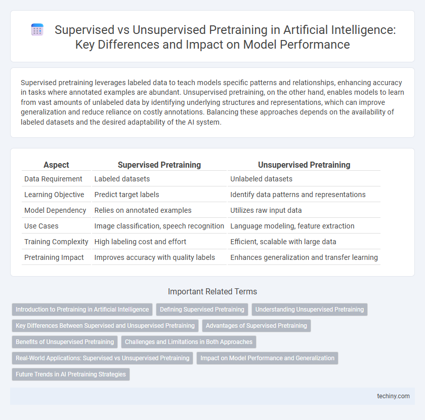 Supervised vs Unsupervised Pretraining in Artificial Intelligence: Key Differences and Impact on Model Performance