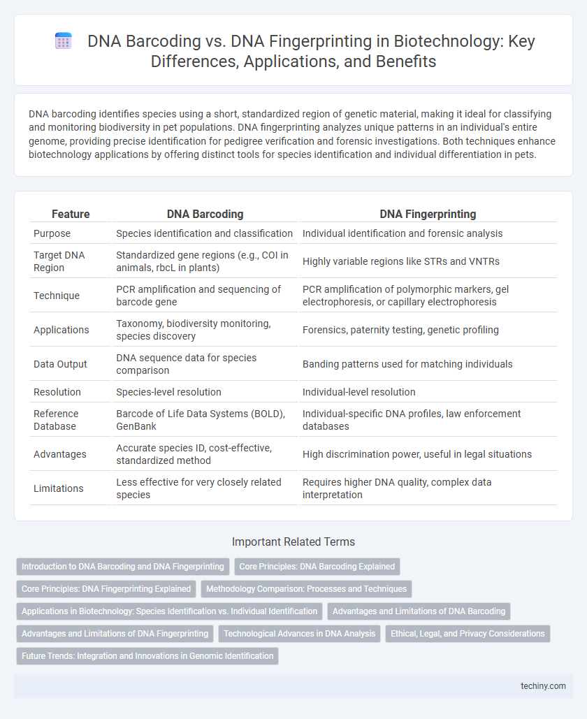DNA Barcoding vs. DNA Fingerprinting in Biotechnology: Key Differences, Applications, and Benefits