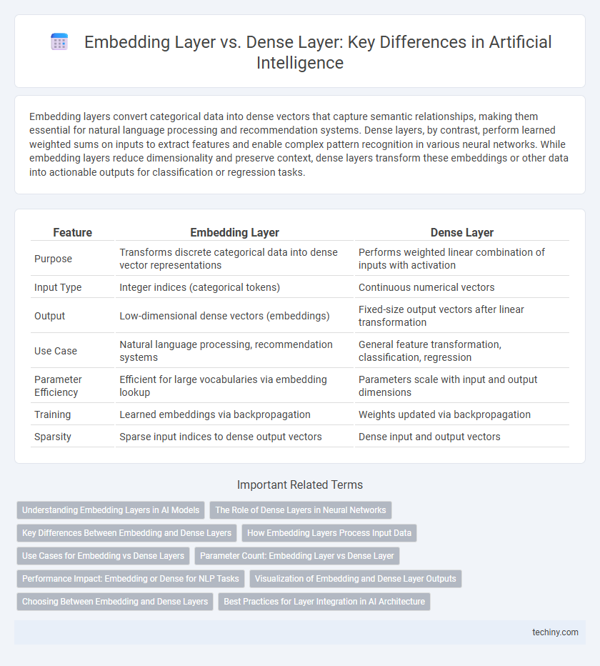 Embedding Layer vs. Dense Layer: Key Differences in Artificial Intelligence