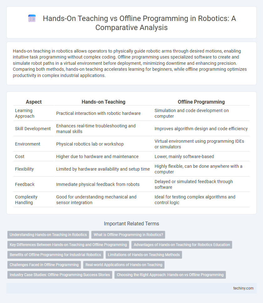Hands-On Teaching vs Offline Programming in Robotics: A Comparative Analysis