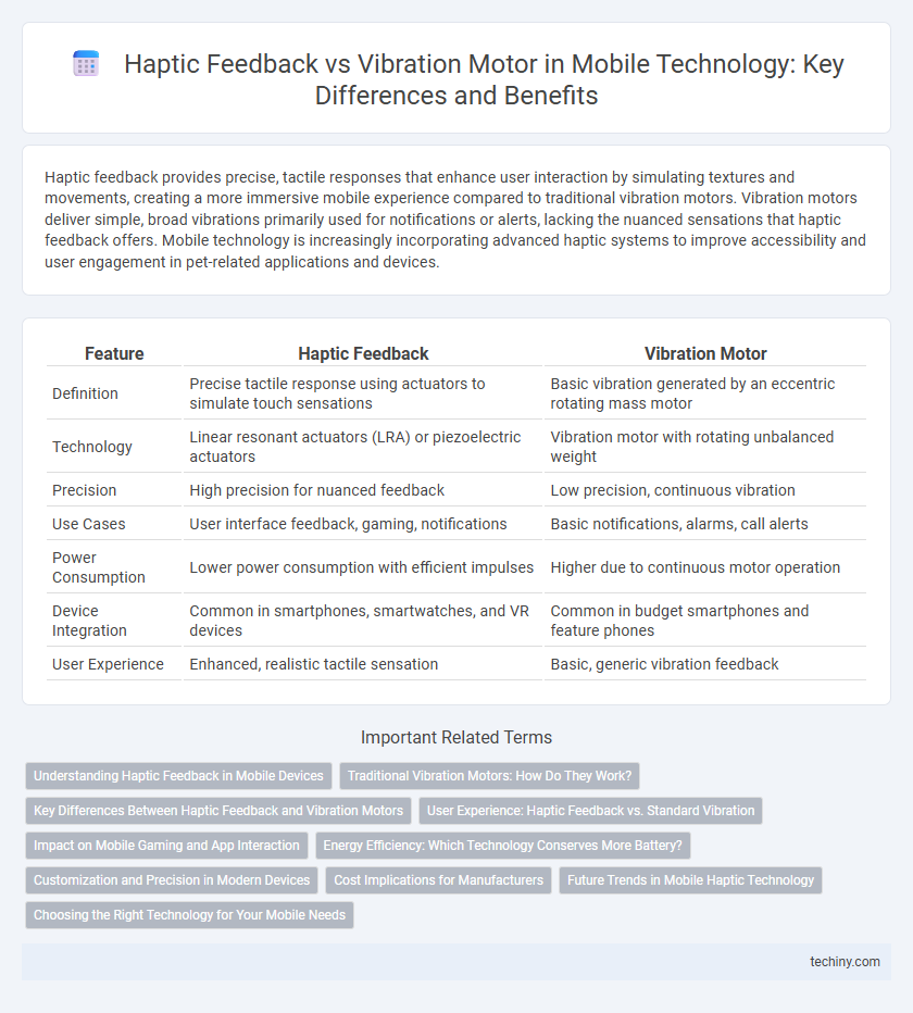 Haptic Feedback vs Vibration Motor in Mobile Technology: Key Differences and Benefits