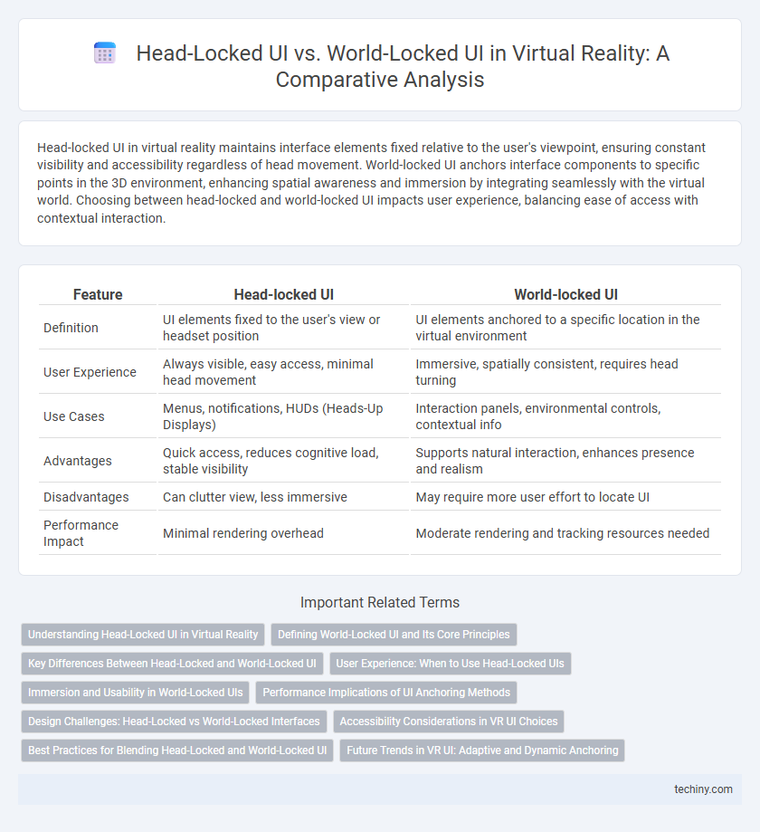 Head-Locked UI vs. World-Locked UI in Virtual Reality: A Comparative Analysis