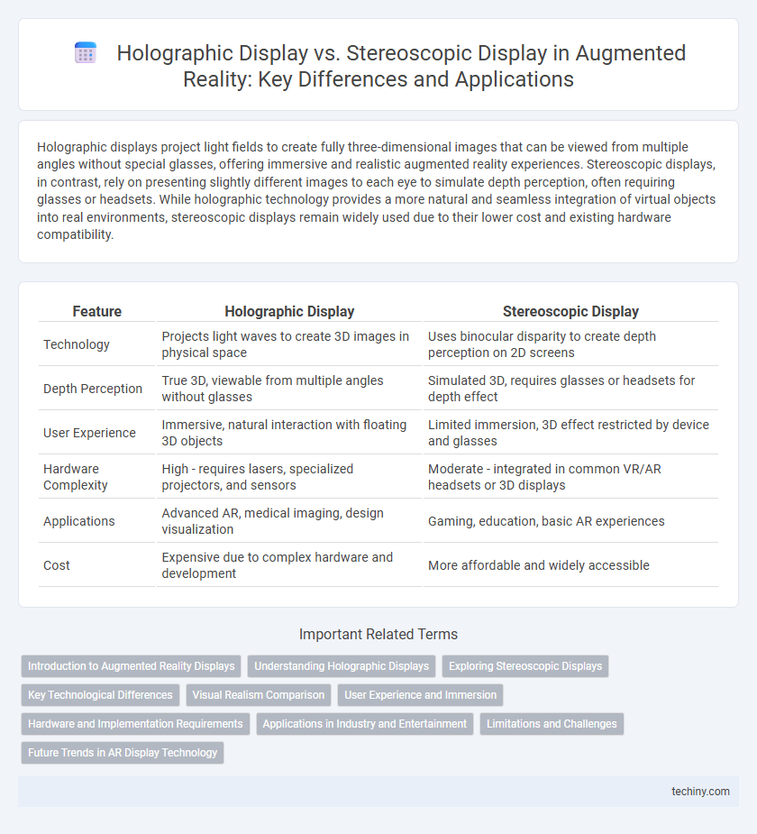 Holographic Display vs. Stereoscopic Display in Augmented Reality: Key Differences and Applications