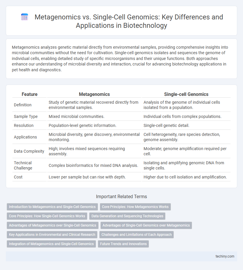 Metagenomics vs. Single-Cell Genomics: Key Differences and Applications in Biotechnology