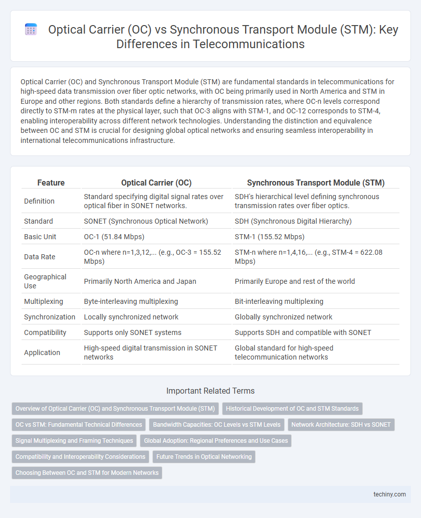 Optical Carrier (OC) vs Synchronous Transport Module (STM): Key Differences in Telecommunications