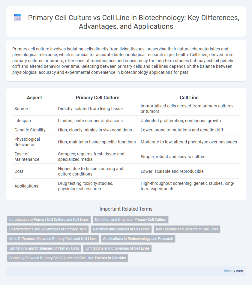 Primary Cell Culture vs Cell Line in Biotechnology: Key Differences, Advantages, and Applications