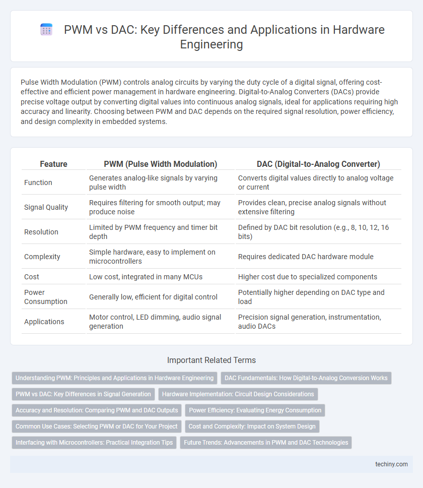 PWM vs DAC: Key Differences and Applications in Hardware Engineering