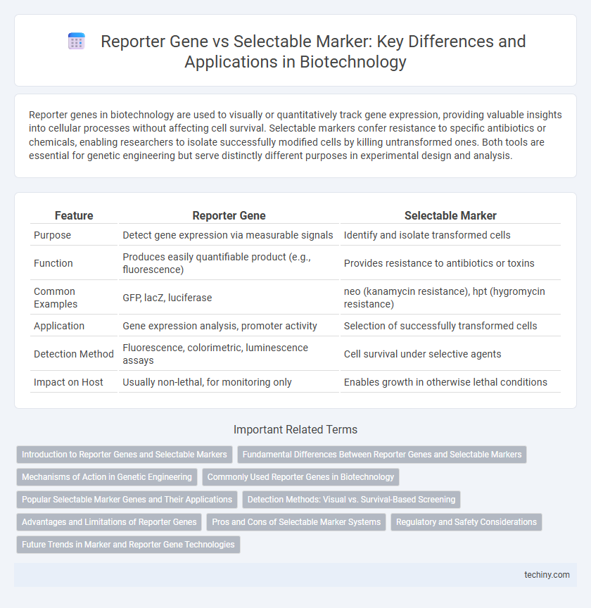 Reporter Gene vs Selectable Marker: Key Differences and Applications in Biotechnology