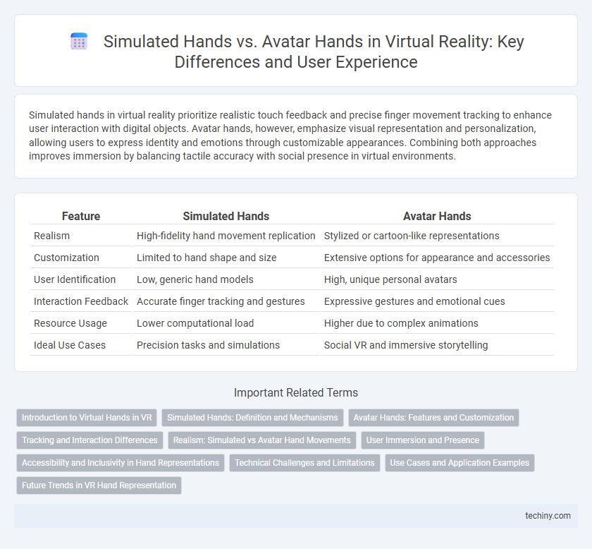Simulated Hands vs. Avatar Hands in Virtual Reality: Key Differences and User Experience