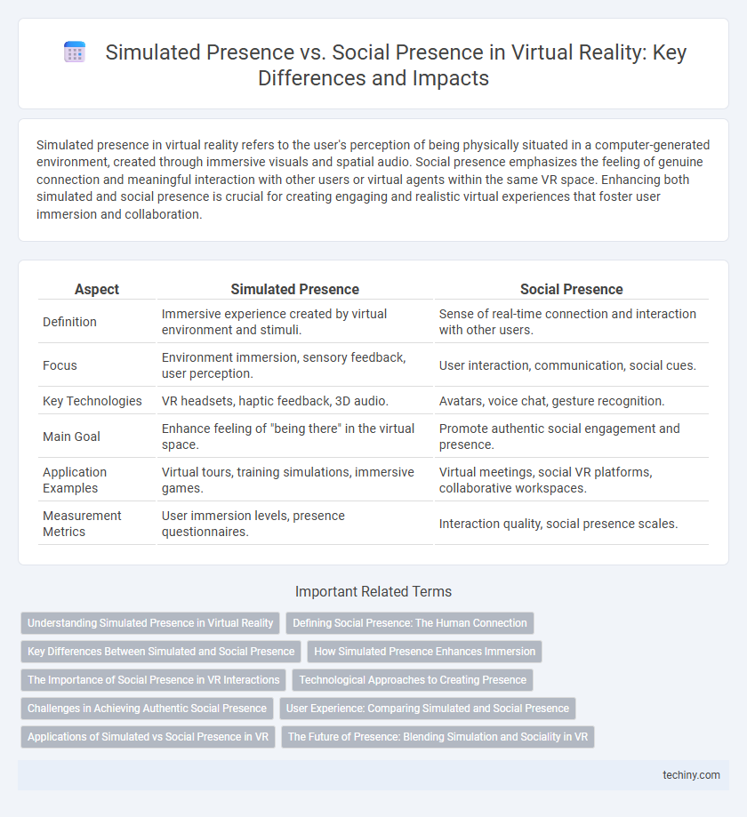Simulated Presence vs. Social Presence in Virtual Reality: Key Differences and Impacts