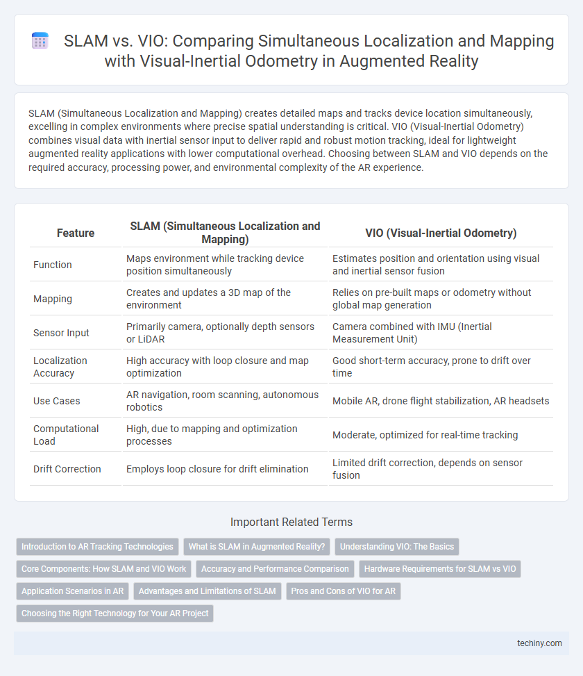 SLAM vs. VIO: Comparing Simultaneous Localization and Mapping with Visual-Inertial Odometry in Augmented Reality