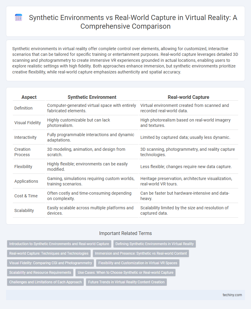 Synthetic Environments vs Real-World Capture in Virtual Reality: A Comprehensive Comparison