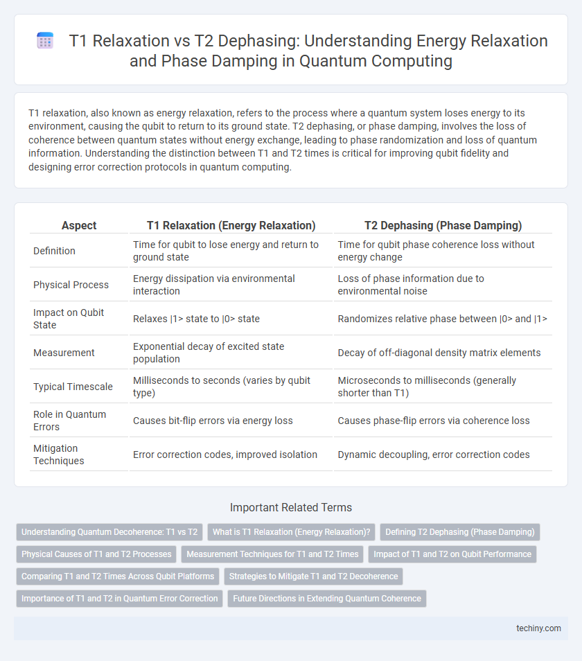 T1 Relaxation vs T2 Dephasing: Understanding Energy Relaxation and Phase Damping in Quantum Computing