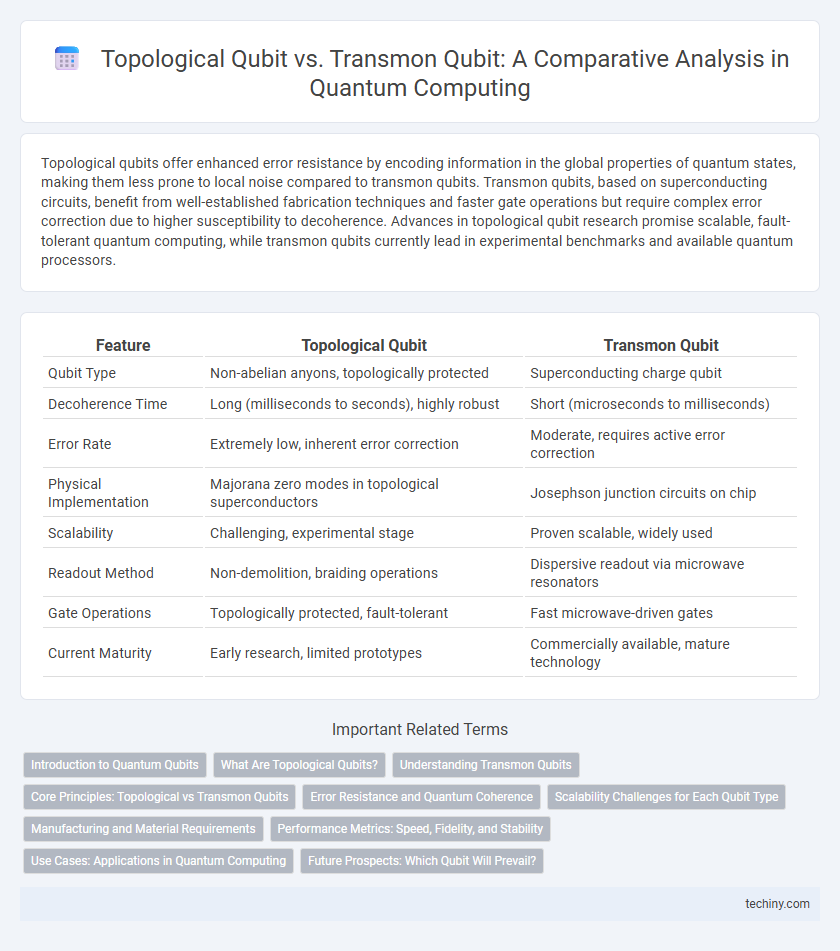 Topological Qubit vs. Transmon Qubit: A Comparative Analysis in Quantum Computing