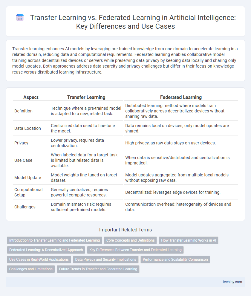 Transfer Learning vs. Federated Learning in Artificial Intelligence: Key Differences and Use Cases