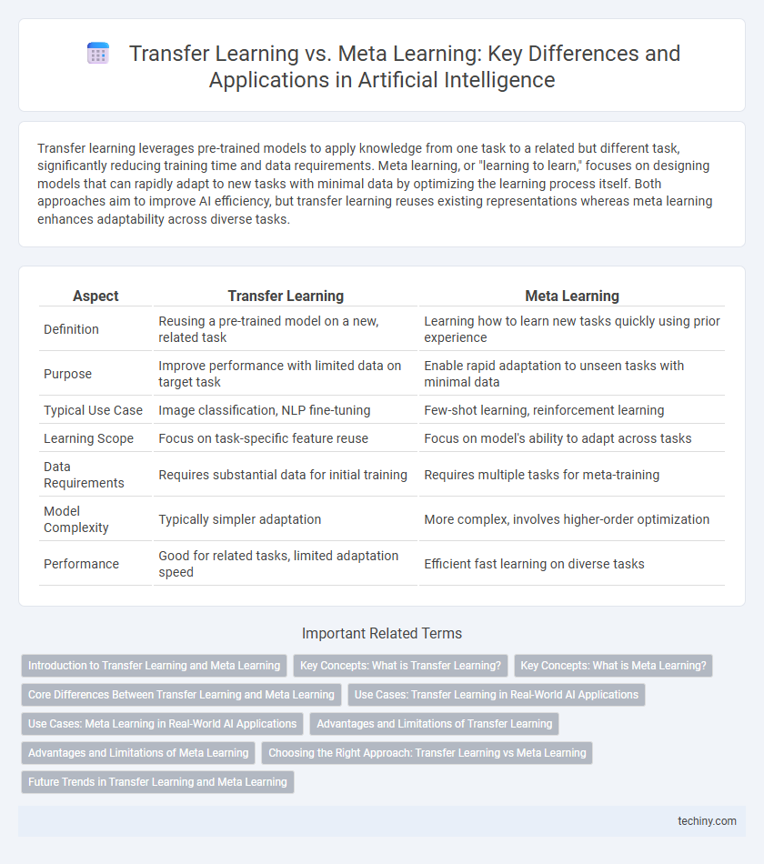 Transfer Learning vs. Meta Learning: Key Differences and Applications in Artificial Intelligence