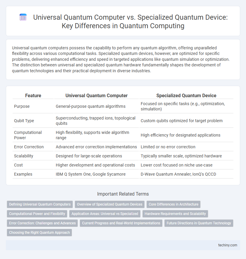 Universal Quantum Computer vs. Specialized Quantum Device: Key Differences in Quantum Computing