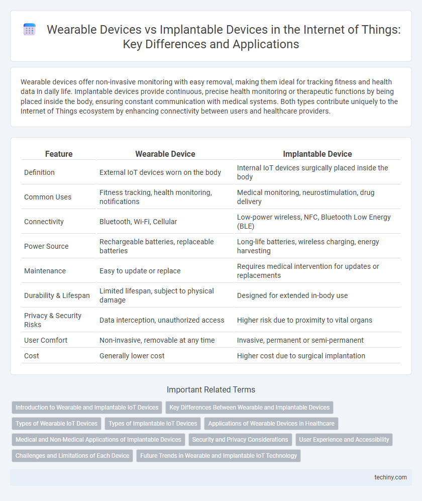 Wearable Devices vs Implantable Devices in the Internet of Things: Key Differences and Applications