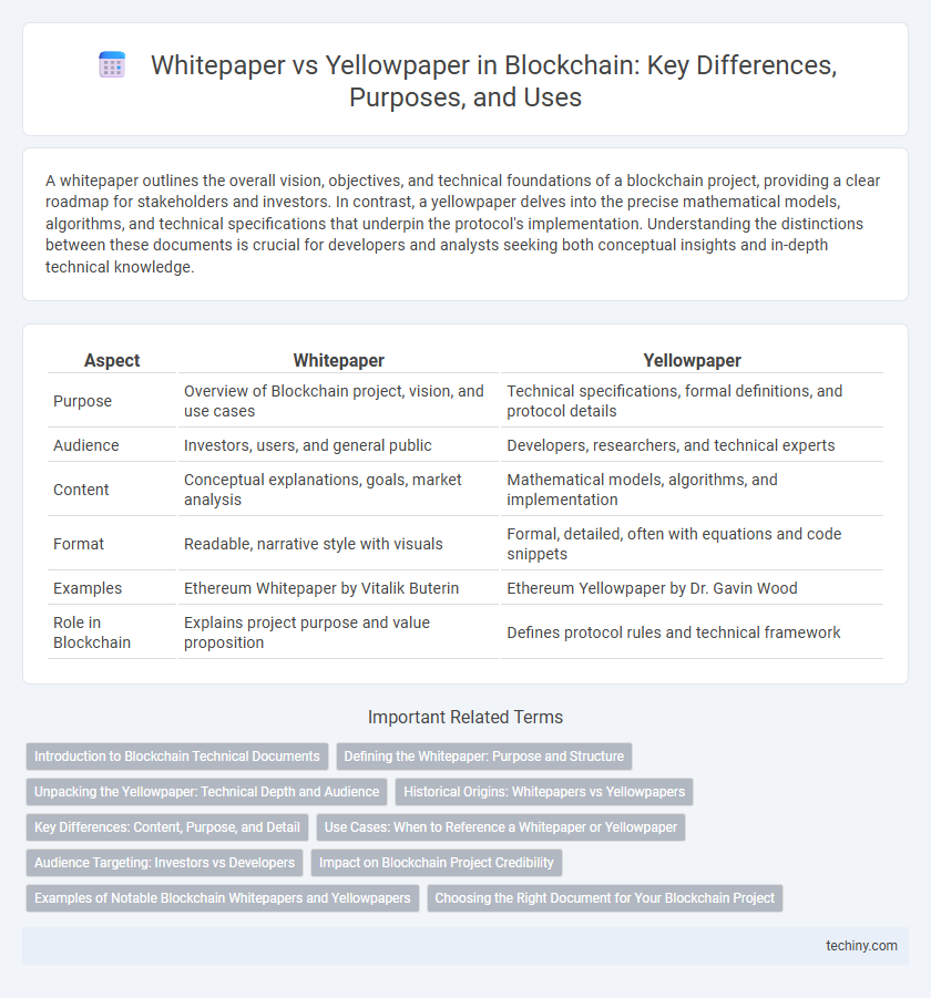 Whitepaper vs Yellowpaper in Blockchain: Key Differences, Purposes, and Uses