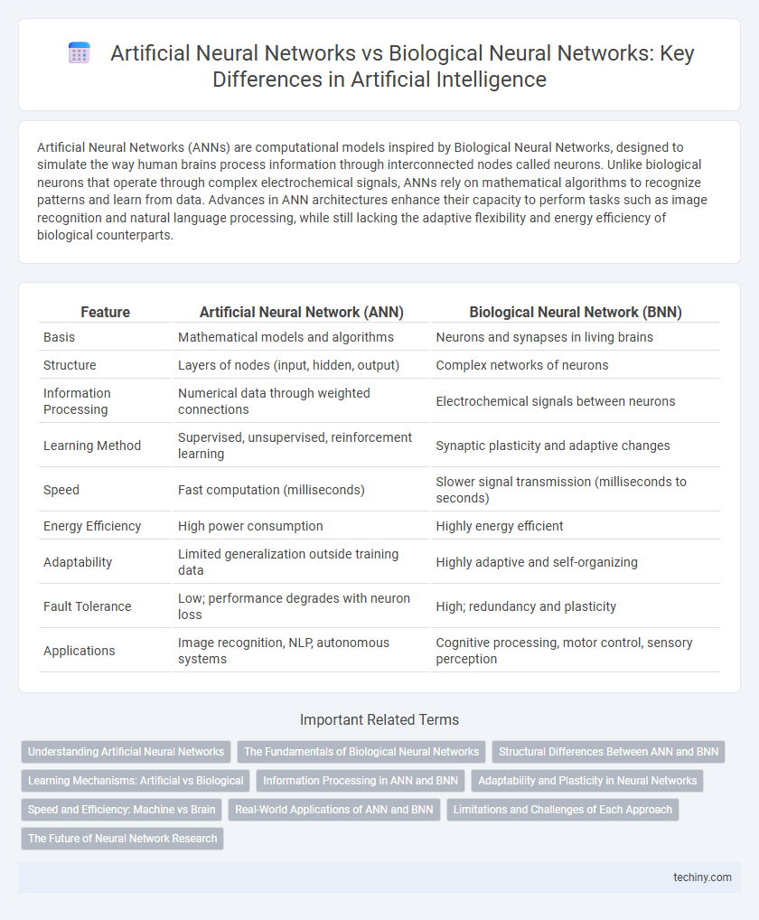 Artificial Neural Networks vs Biological Neural Networks: Key Differences in Artificial Intelligence