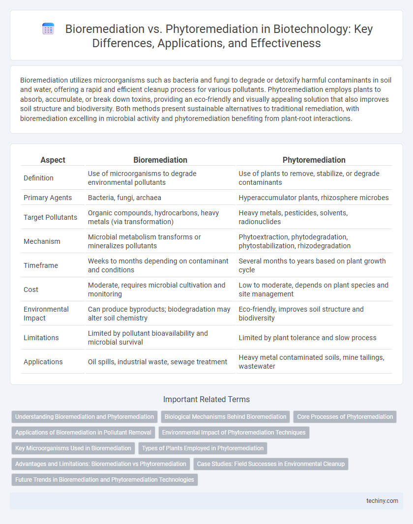 Bioremediation vs. Phytoremediation in Biotechnology: Key Differences, Applications, and Effectiveness
