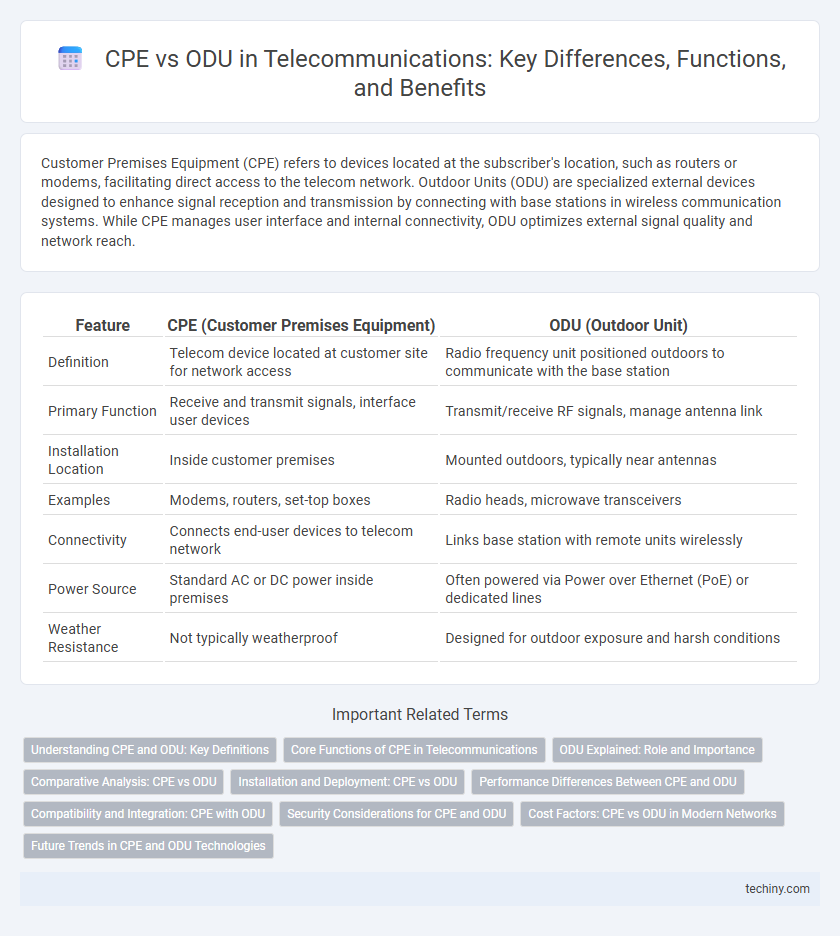 CPE vs ODU in Telecommunications: Key Differences, Functions, and Benefits