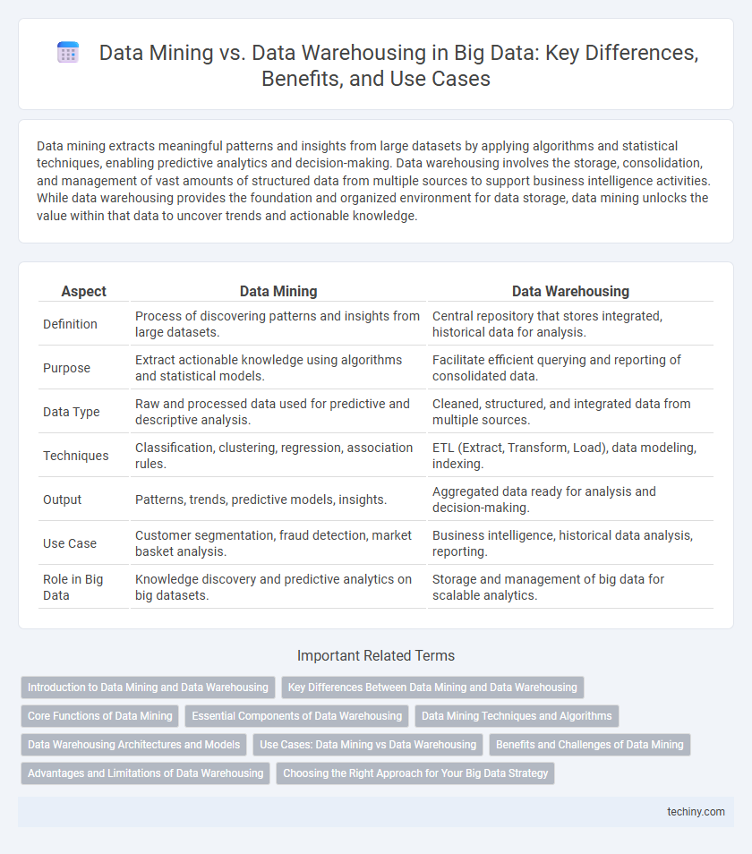 Data Mining vs. Data Warehousing in Big Data: Key Differences, Benefits, and Use Cases