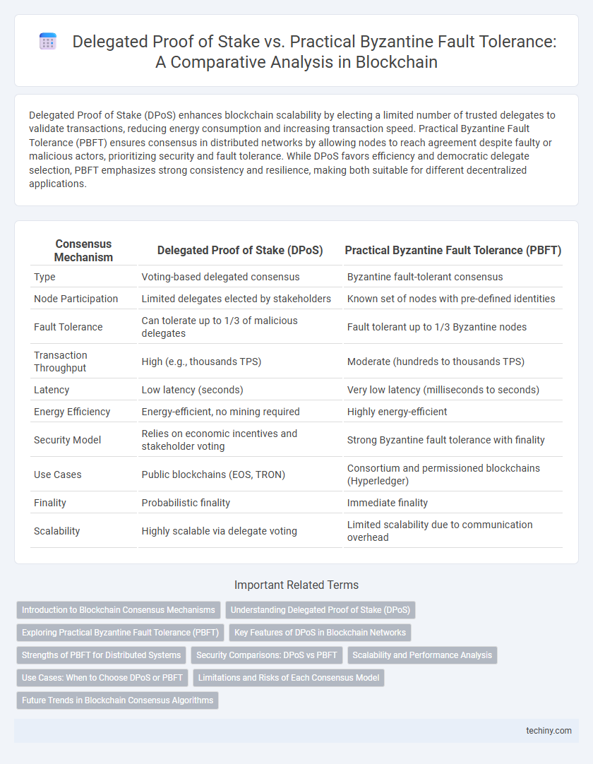Delegated Proof of Stake vs. Practical Byzantine Fault Tolerance: A Comparative Analysis in Blockchain