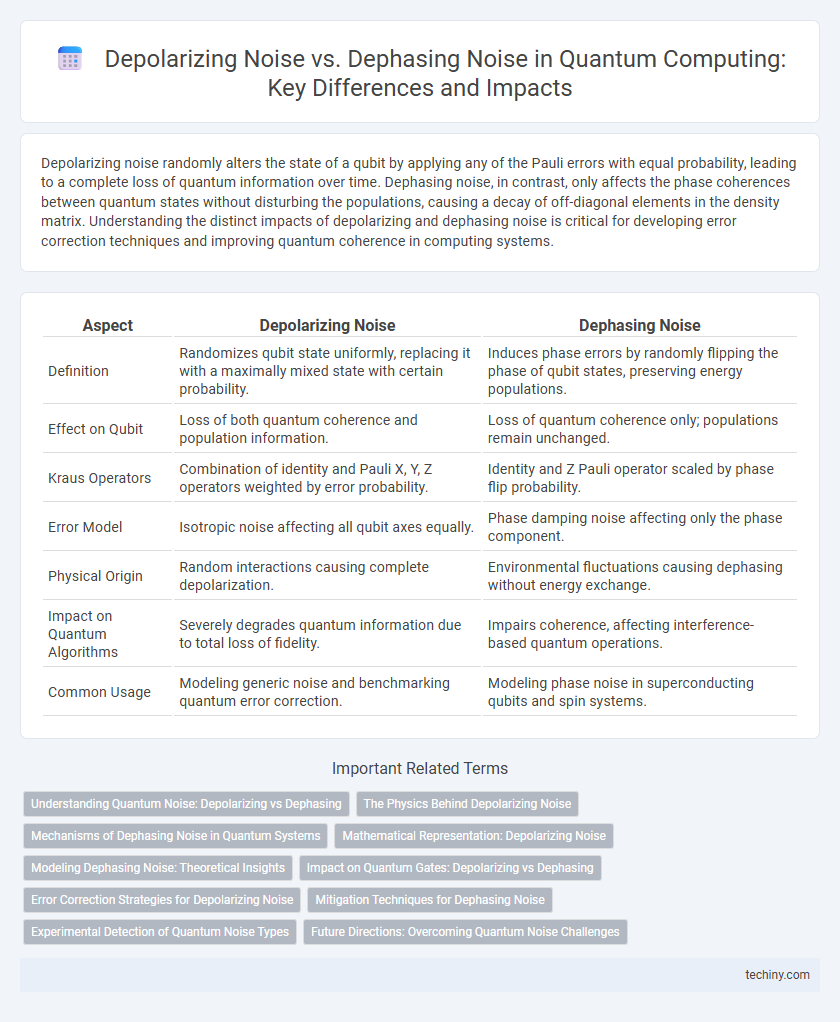 Depolarizing Noise vs. Dephasing Noise in Quantum Computing: Key Differences and Impacts