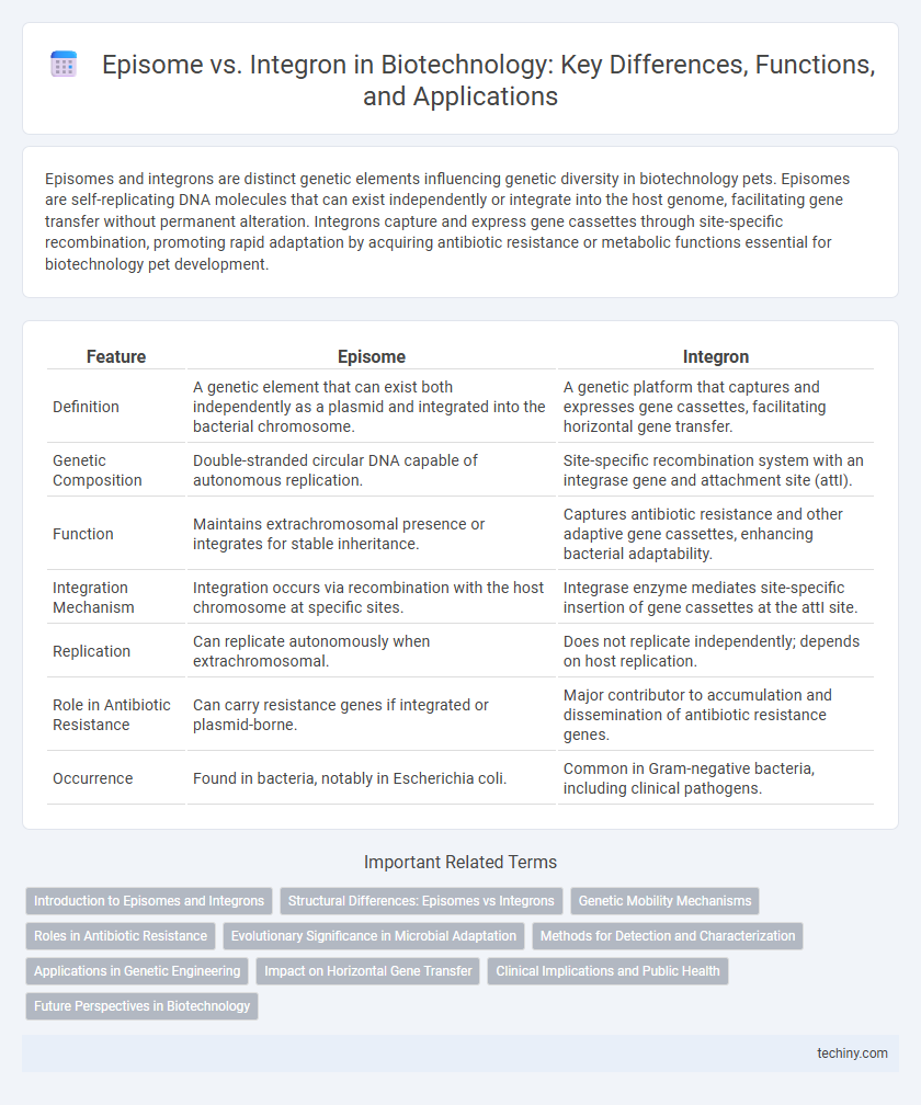 Episome vs. Integron in Biotechnology: Key Differences, Functions, and Applications