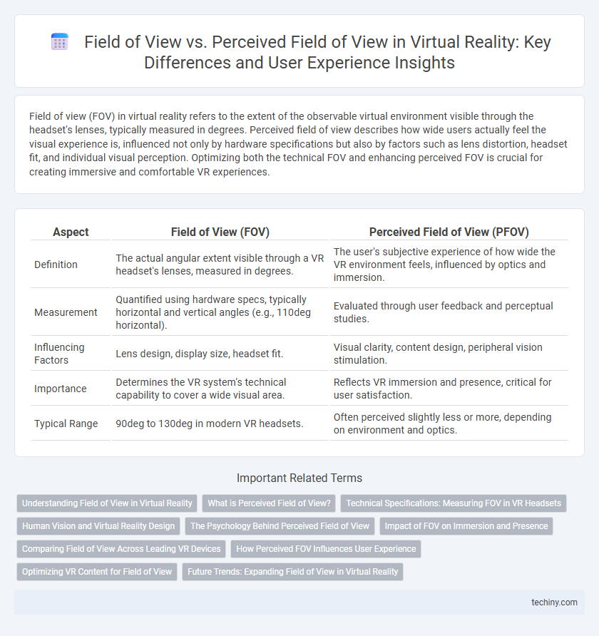 Field of View vs. Perceived Field of View in Virtual Reality: Key Differences and User Experience Insights