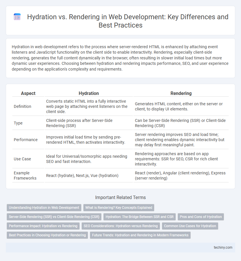 Hydration vs. Rendering in Web Development: Key Differences and Best Practices