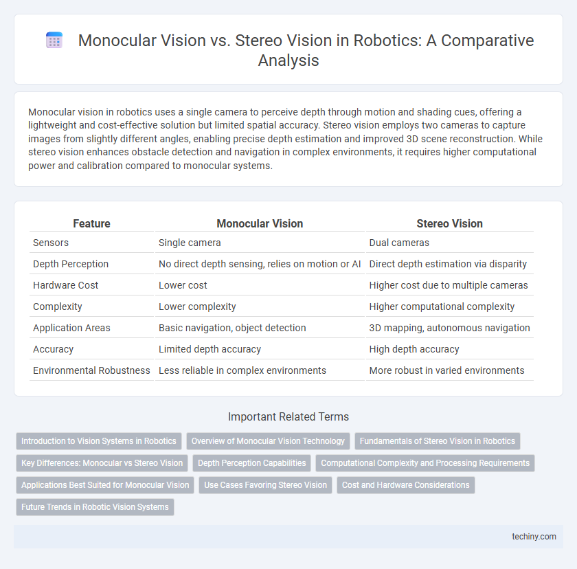Monocular Vision vs. Stereo Vision in Robotics: A Comparative Analysis