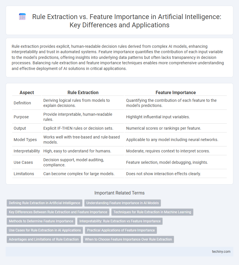 Rule Extraction vs. Feature Importance in Artificial Intelligence: Key Differences and Applications