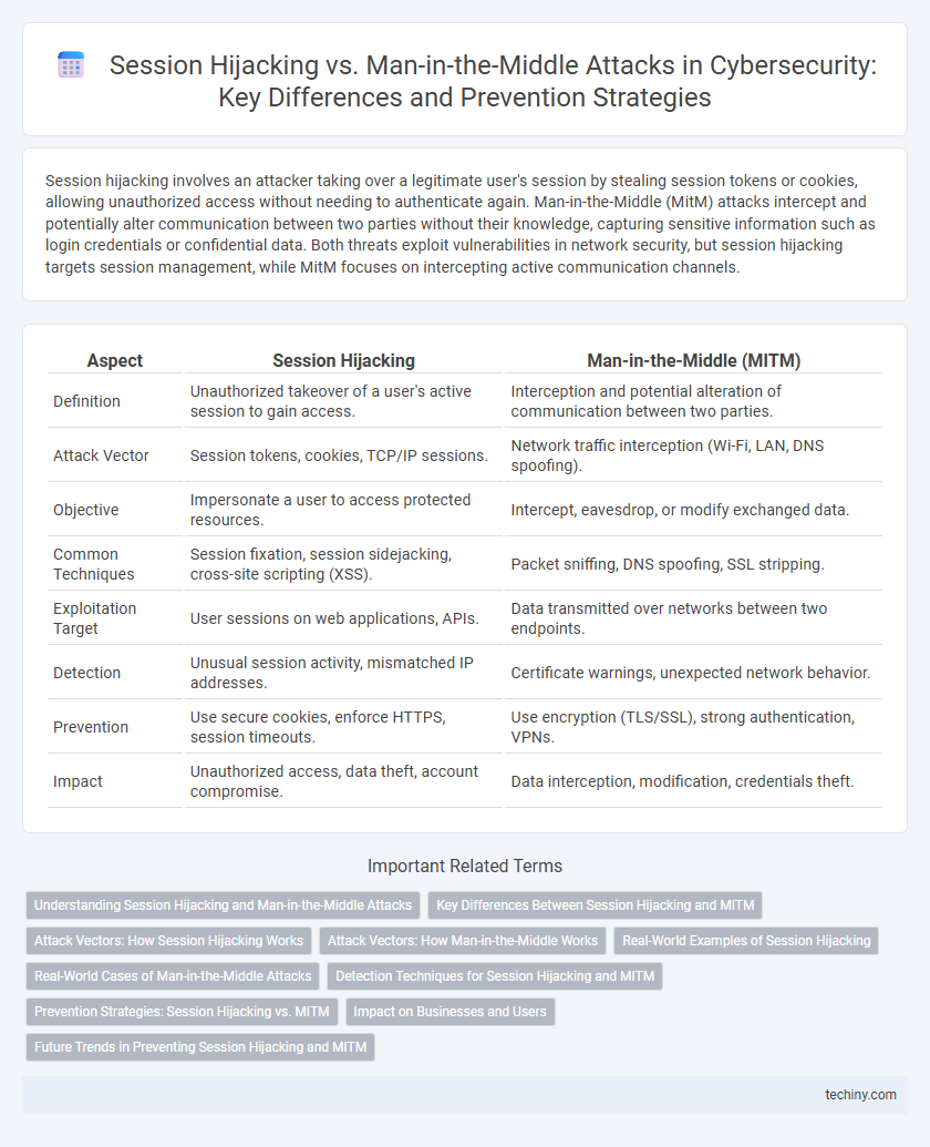 Session Hijacking vs. Man-in-the-Middle Attacks in Cybersecurity: Key Differences and Prevention Strategies