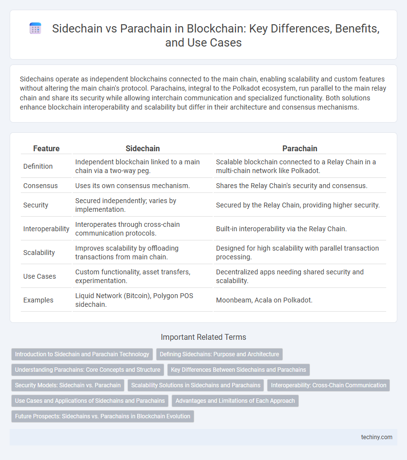 Sidechain vs Parachain in Blockchain: Key Differences, Benefits, and Use Cases