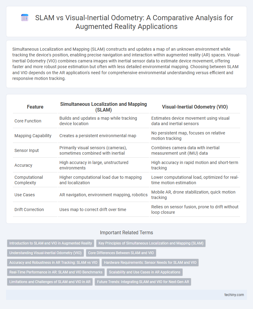 SLAM vs Visual-Inertial Odometry: A Comparative Analysis for Augmented Reality Applications