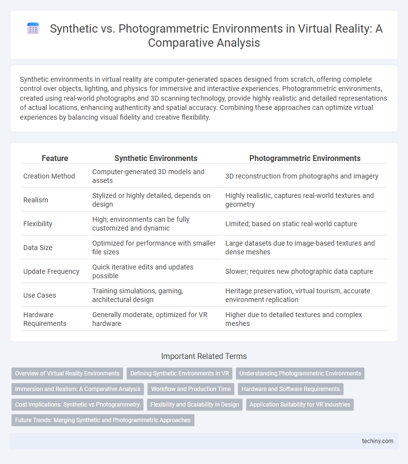Synthetic vs. Photogrammetric Environments in Virtual Reality: A Comparative Analysis