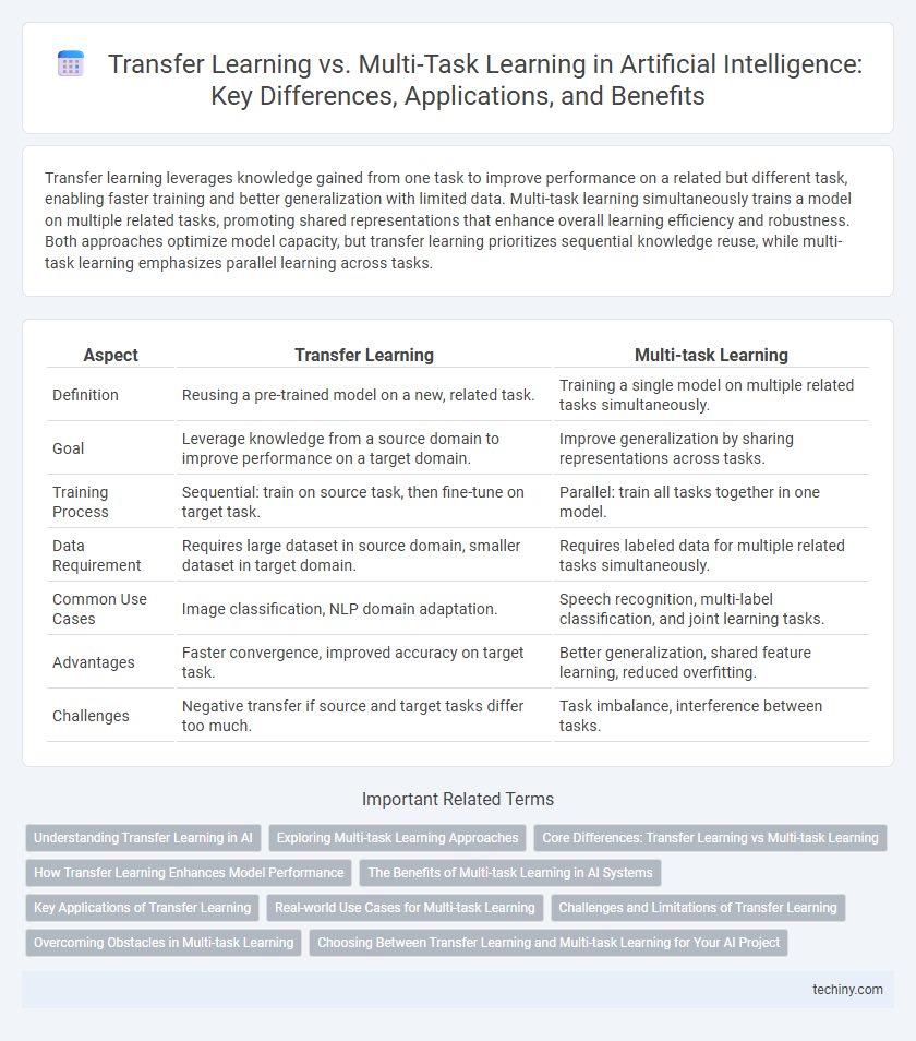 Transfer Learning vs. Multi-Task Learning in Artificial Intelligence: Key Differences, Applications, and Benefits
