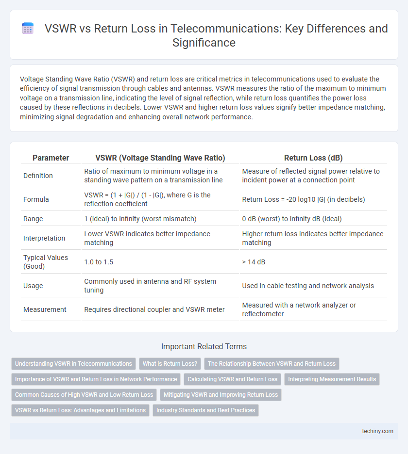 VSWR vs Return Loss in Telecommunications: Key Differences and Significance