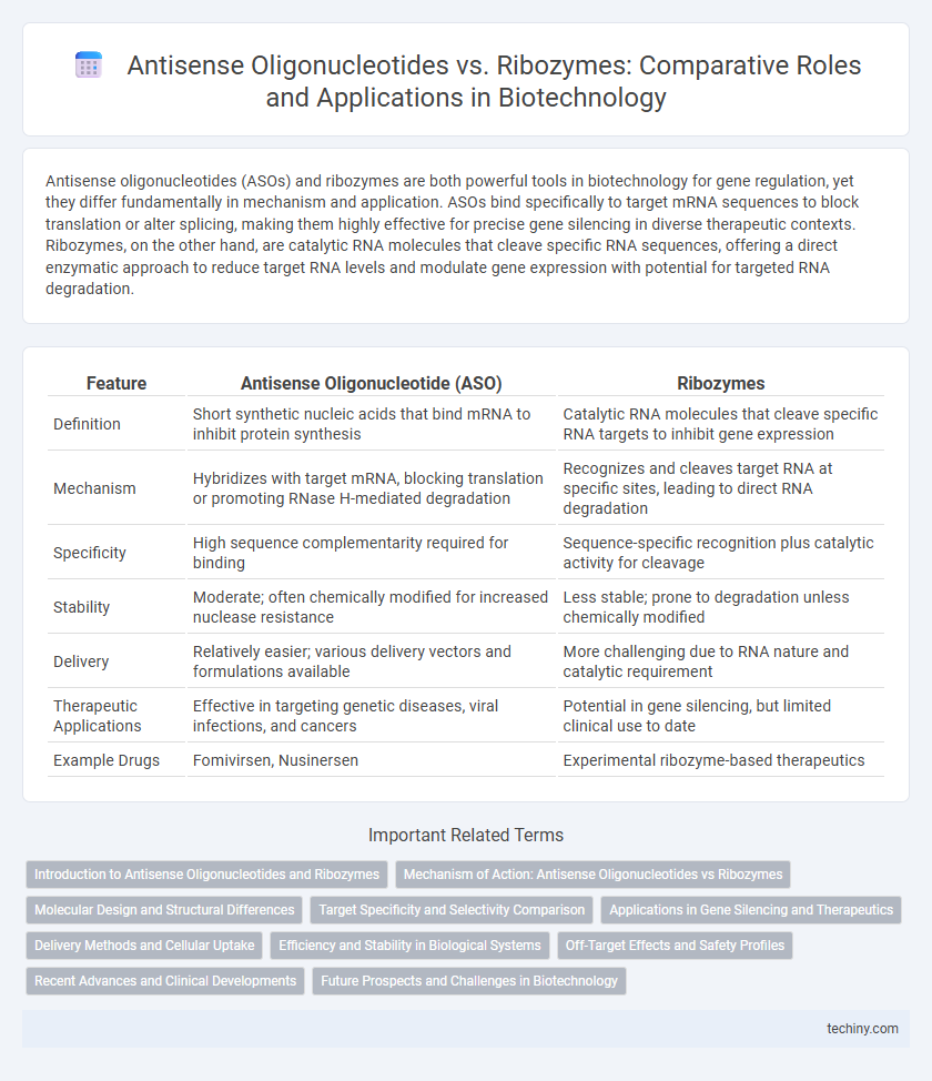 Antisense Oligonucleotides vs. Ribozymes: Comparative Roles and Applications in Biotechnology