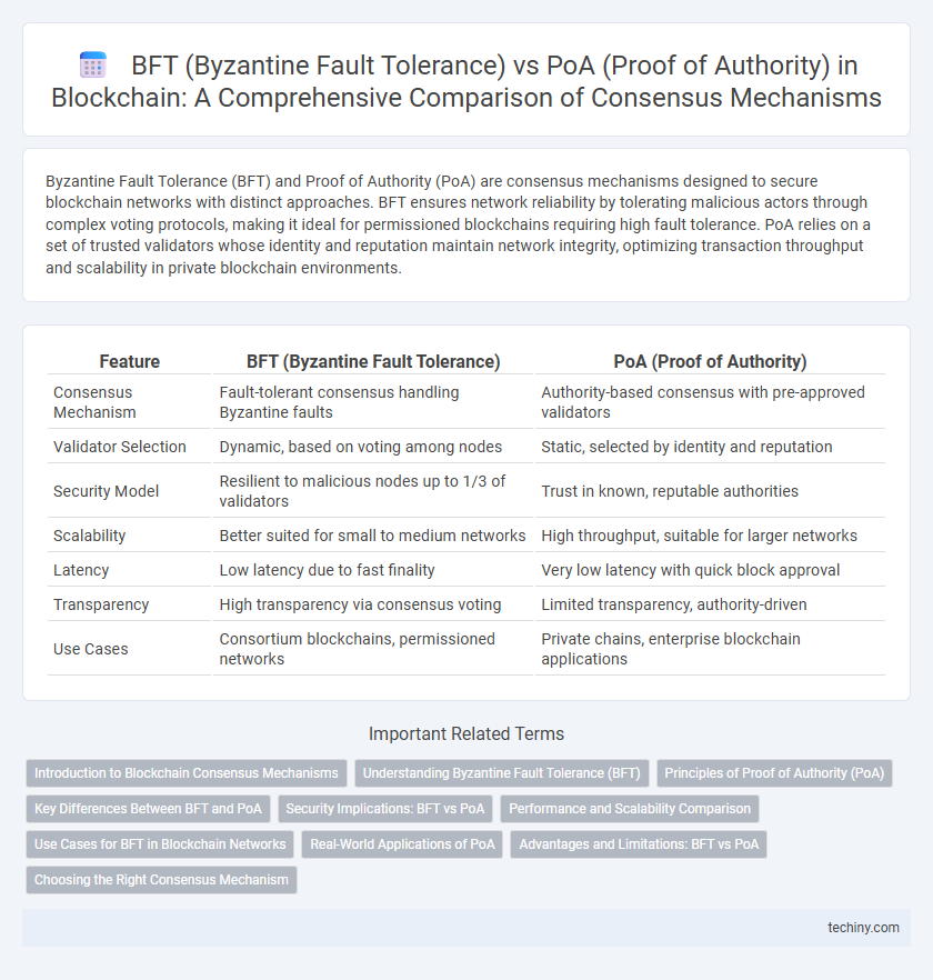 BFT (Byzantine Fault Tolerance) vs PoA (Proof of Authority) in Blockchain: A Comprehensive Comparison of Consensus Mechanisms